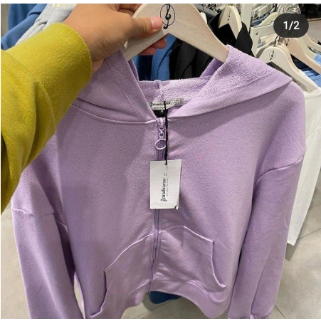 Jaket Wanita / croope hoodie zipper lilac.