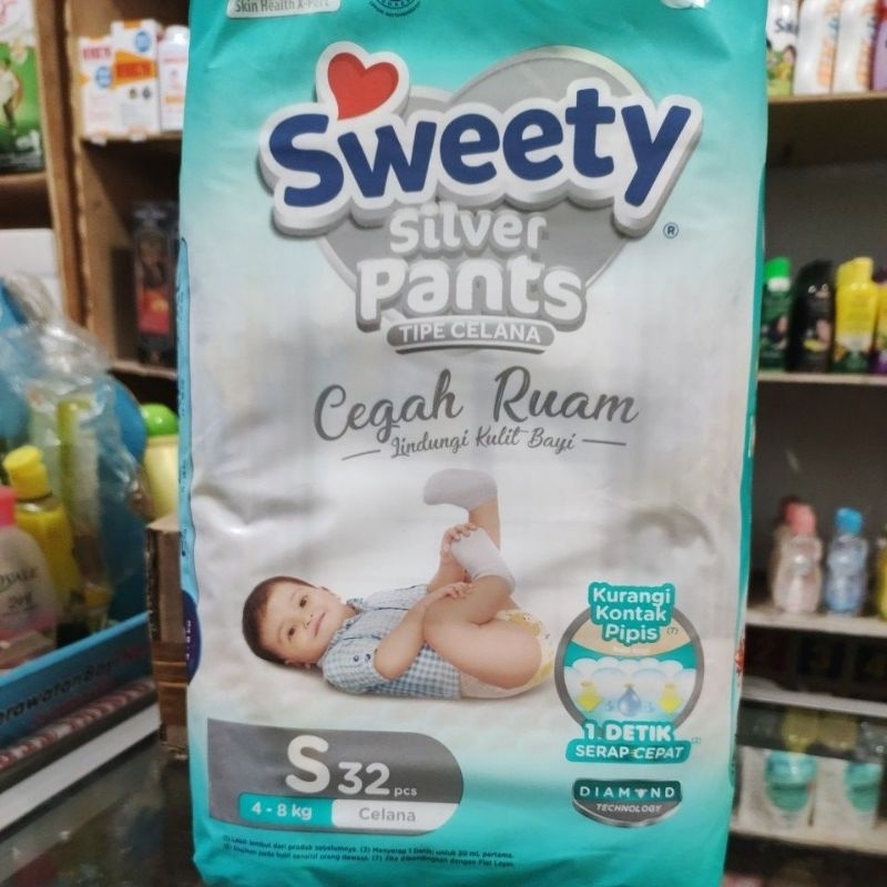 Pampers Sweety Silver/ popok bayi/ diapers sekali pakai ukuran S32/M30/L28/XL26/XXL24