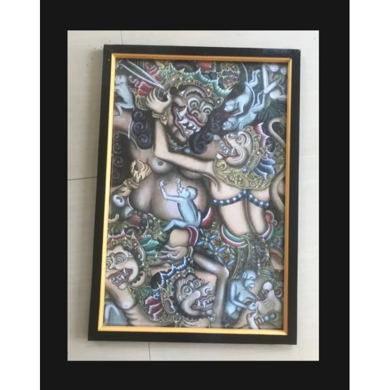 Hiasan Dinding Cetak Gambar lukisan Anoman plus bingke ukuran45X65cm