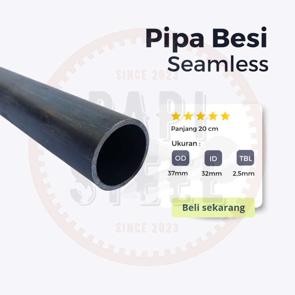 pipa besi seamless OD 37mm ID 32mm