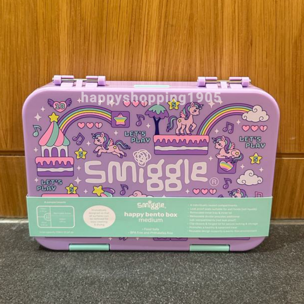 SMIGGLE LETS PLAY BENTO MEDIUM LUNCHBOX UNICORN - TEMPAT BEKAL SMIGGLE