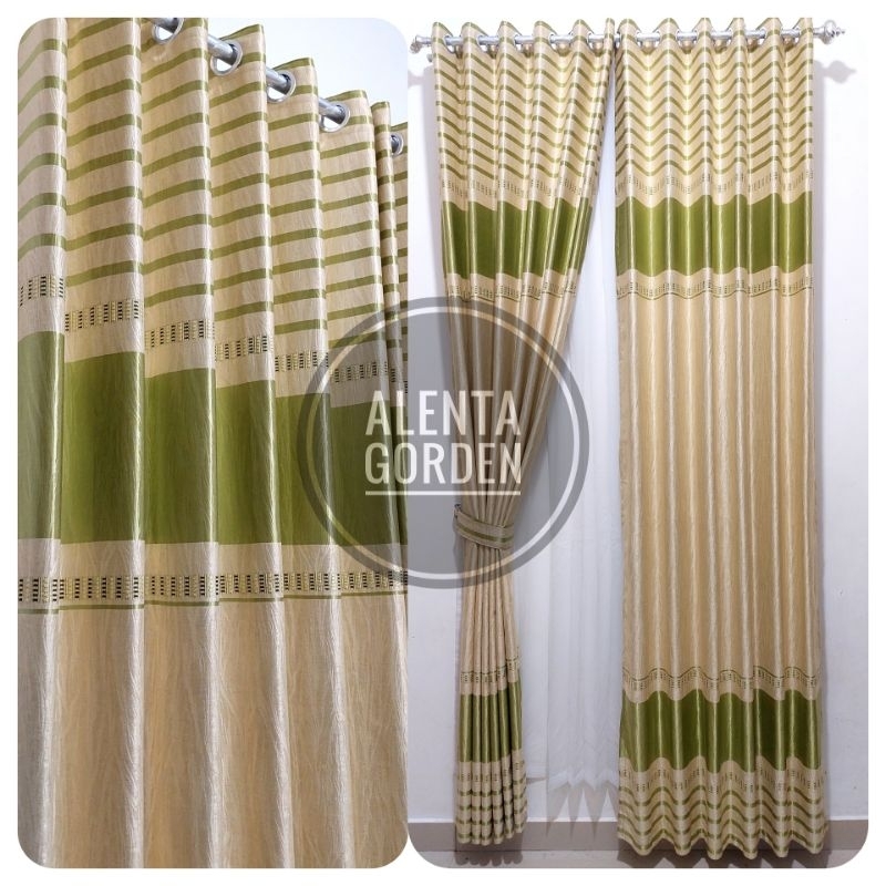 Gorden Jendela Pintu Bout Import Motif Garis Smokring tebal 6 gelombang Panjang 200cm 250cm