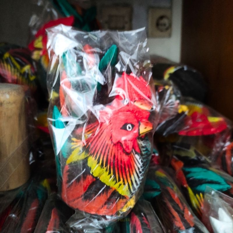 HIASAN AYAM KATE BAHAN KAYU UKURAN KECIL 1 SET 2 PCS JANTAN BETINA