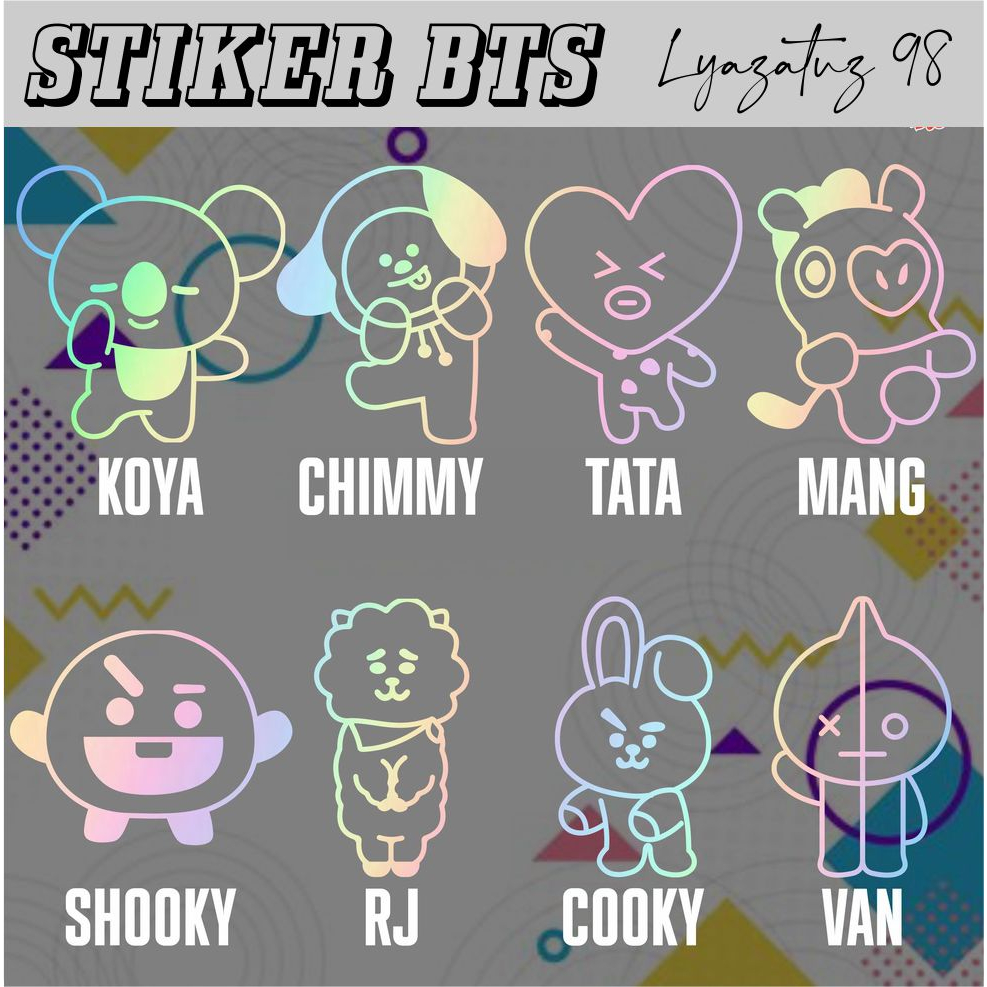 STIKER HOLOGRAM PELANGI BTS BT21 KARAKTER SEHARI JADI