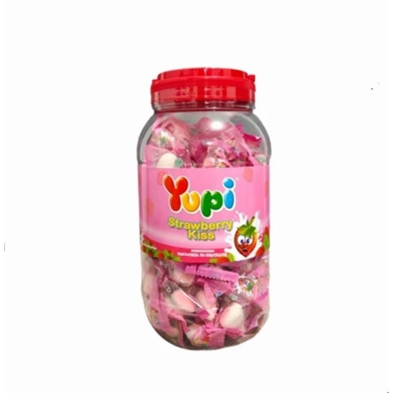 

Permen Candy Yupi Strawberry Kiss Jar Toples 300gr