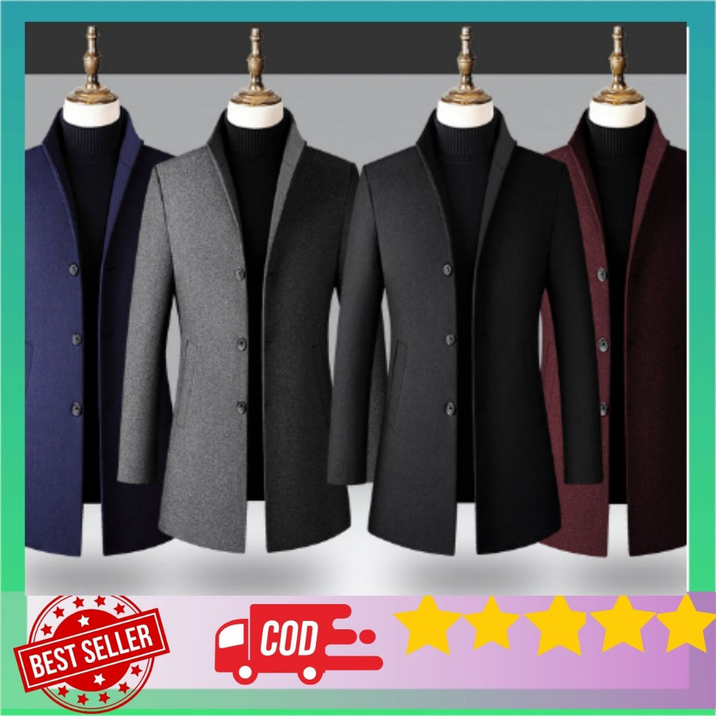 mantel Long Coat Panjang Wool Wol Pria Terbaru