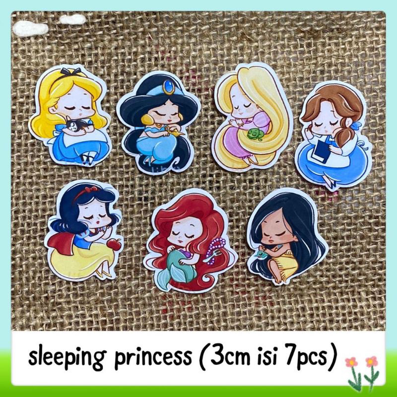 

7pcs sticker tempelan glossy sleeping princess