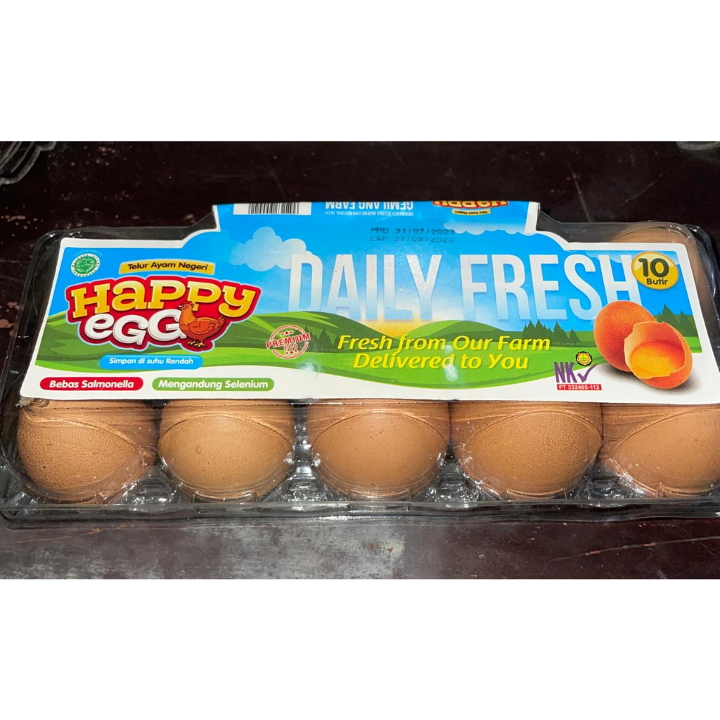 

GRA TELUR AYAM NEGERI HAPPY EGG DAILY FRESH 1 PACK ( 10 BUTIR )