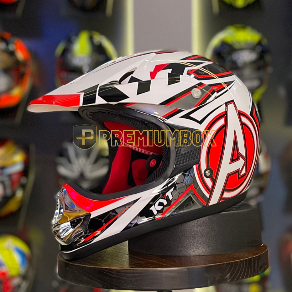 KYT CROSS PRO AVENGER - White Red Fluo