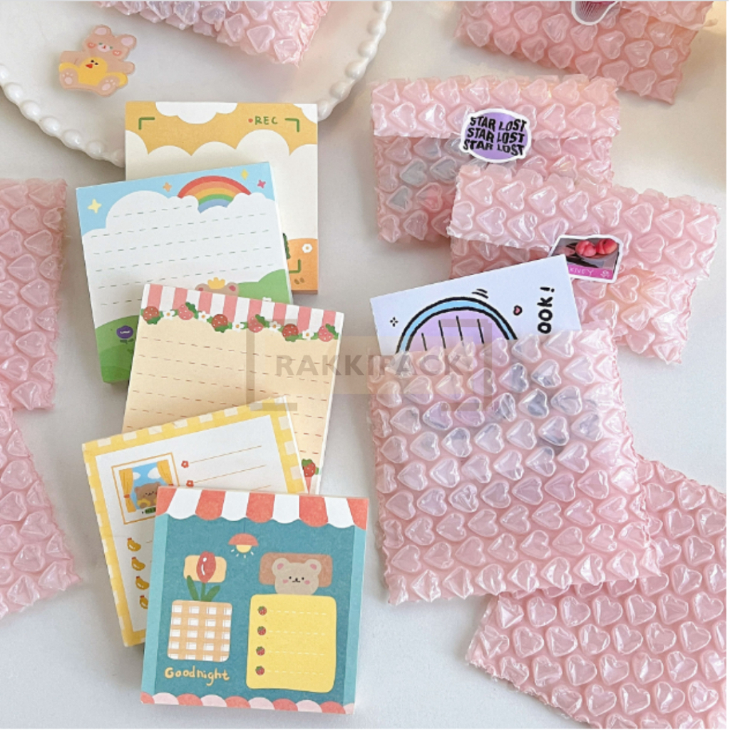 

5PCS - Bungkus kantong bubble wrap hati KECIL warna warni