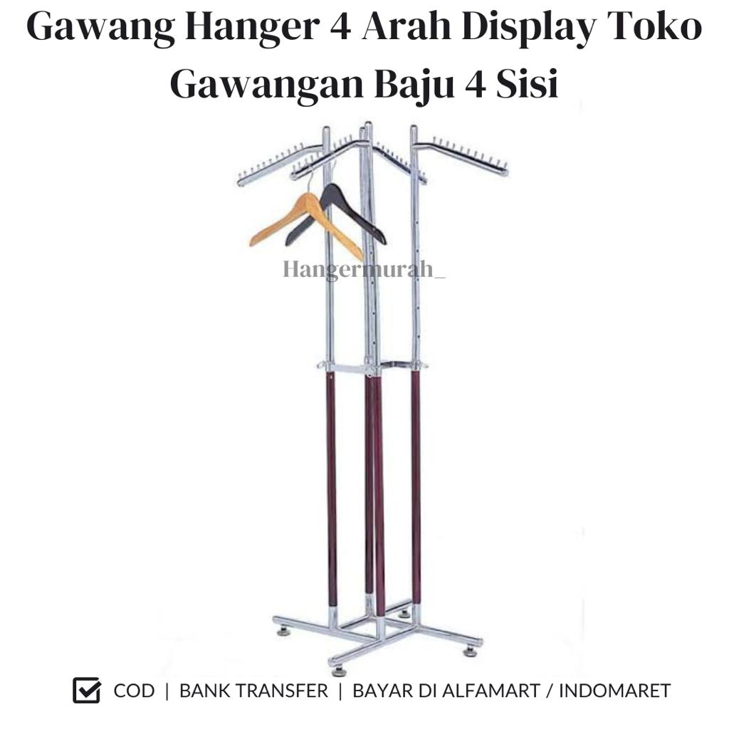 Hanger Gawangan 4 Arah Gamis | Standar | Gantungan Baju 4 Sisi | Multifungsi Display Toko