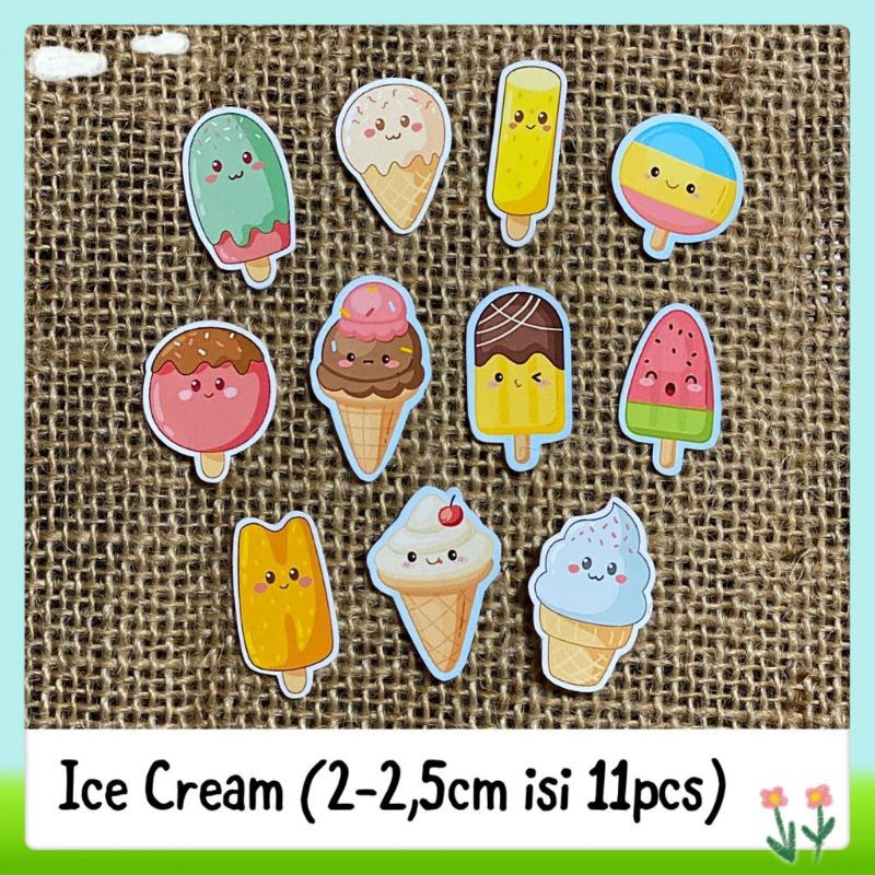 

11pcs sticker tempelan glossy ice cream