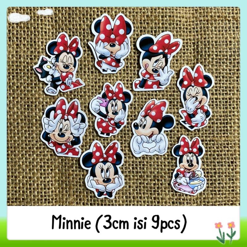 

9pcs sticker tempelan glossy minnie mouse