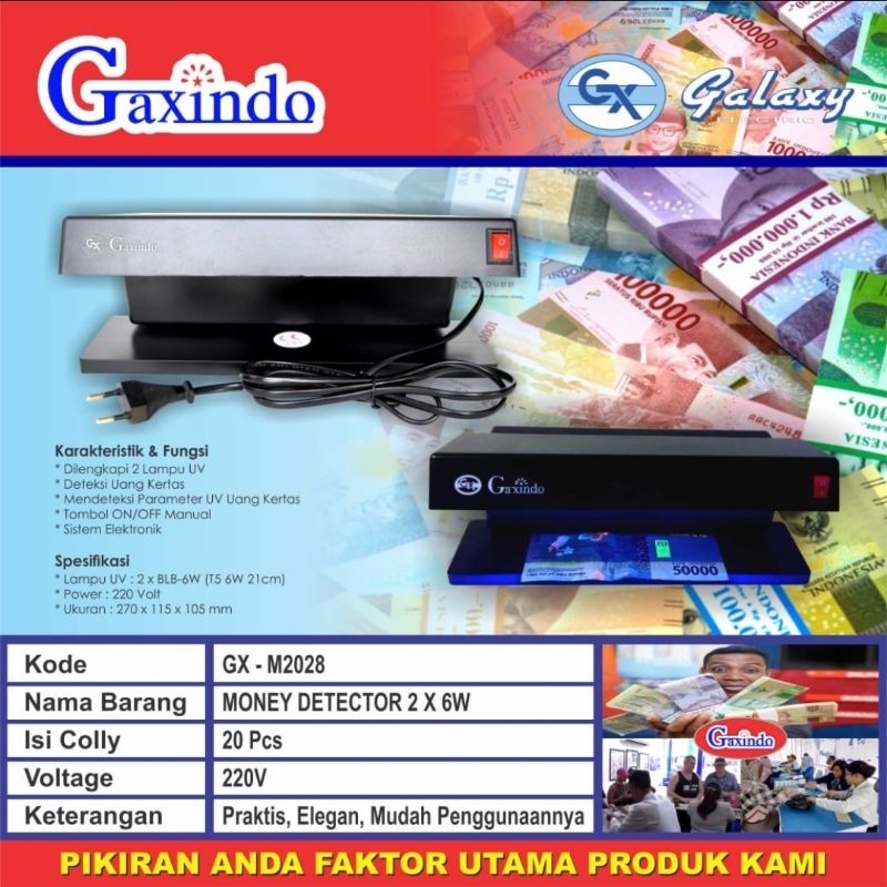 Gaxindo Money Detector / Alat Deteksi Uang Palsu Lampu UV GX-2028