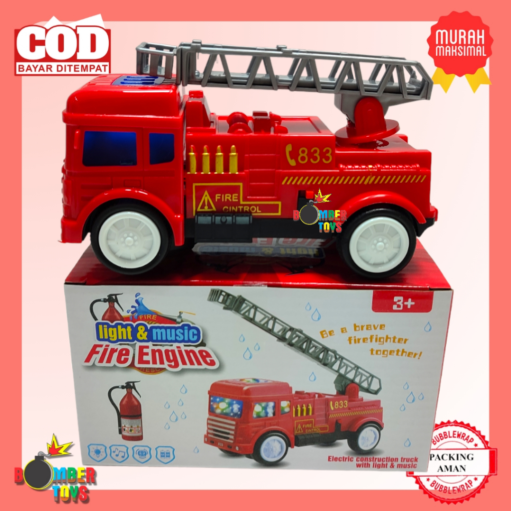 MAINAN ANAK MOBIL KERUK POLICE TRUCK MUSIC LAMPU 3D DISCO LUCU UNIK