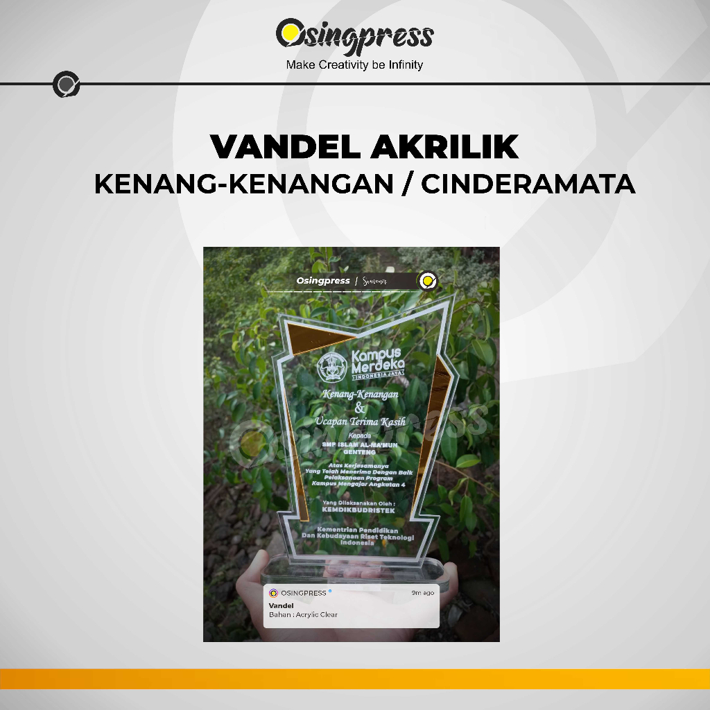Plakat Akrilik / Vandel Akrilik / Cinderamata, plakat wisuda, plakat magang