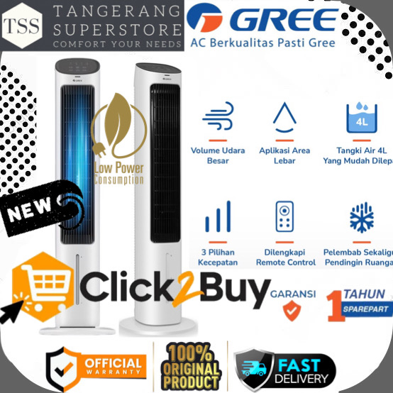 AIR COOLER GREE GTA-ACOOL4 PENYEJUK UDARA TOWER FAN PORTABLE 4L COOLER TOWER GREE