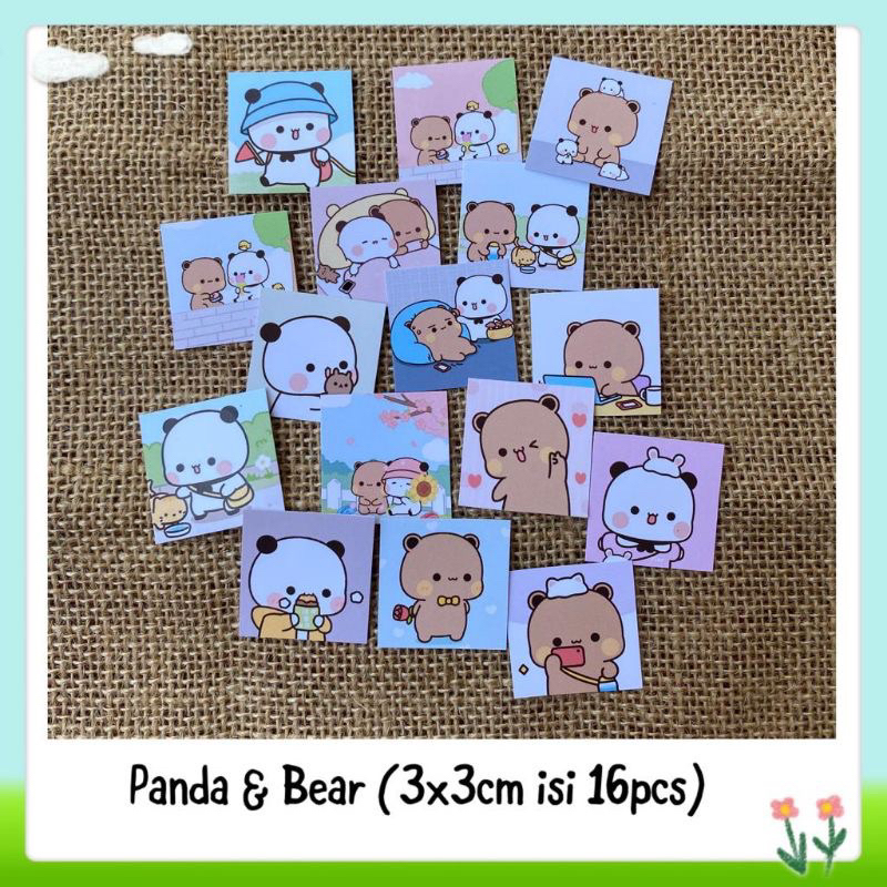 

16pcs sticker tempelan glossy panda and bear