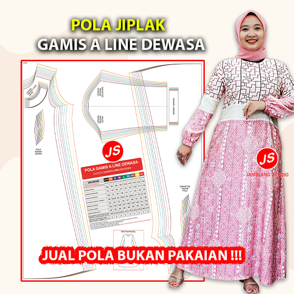 Pola Jiplak Gamis A Line Dewasa