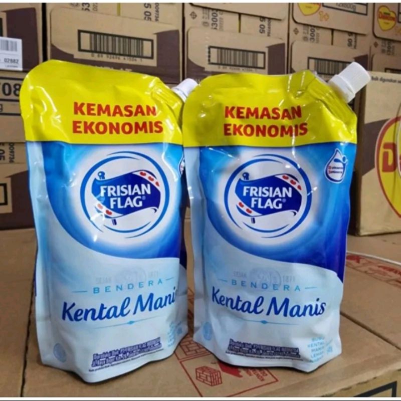 

Murah susu kental manis frisian flag susu bendera kemasan pouch 545gr plain putih