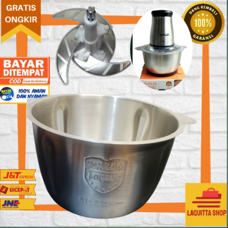 mangkok mangkuk blender daging stainles, sparepart blender chopper kapsul stainles mika, mangkok ble