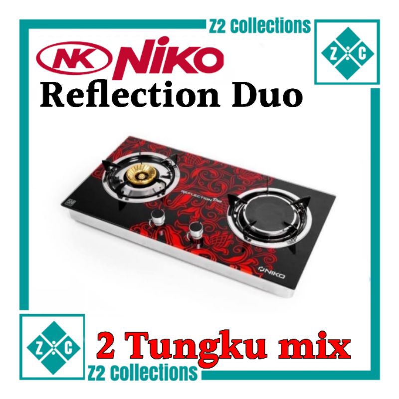 Kompor Tanam 2 Tungku NIKO Reflection Duo Kompor Kaca Tungku Bara Infrared Gas LPG