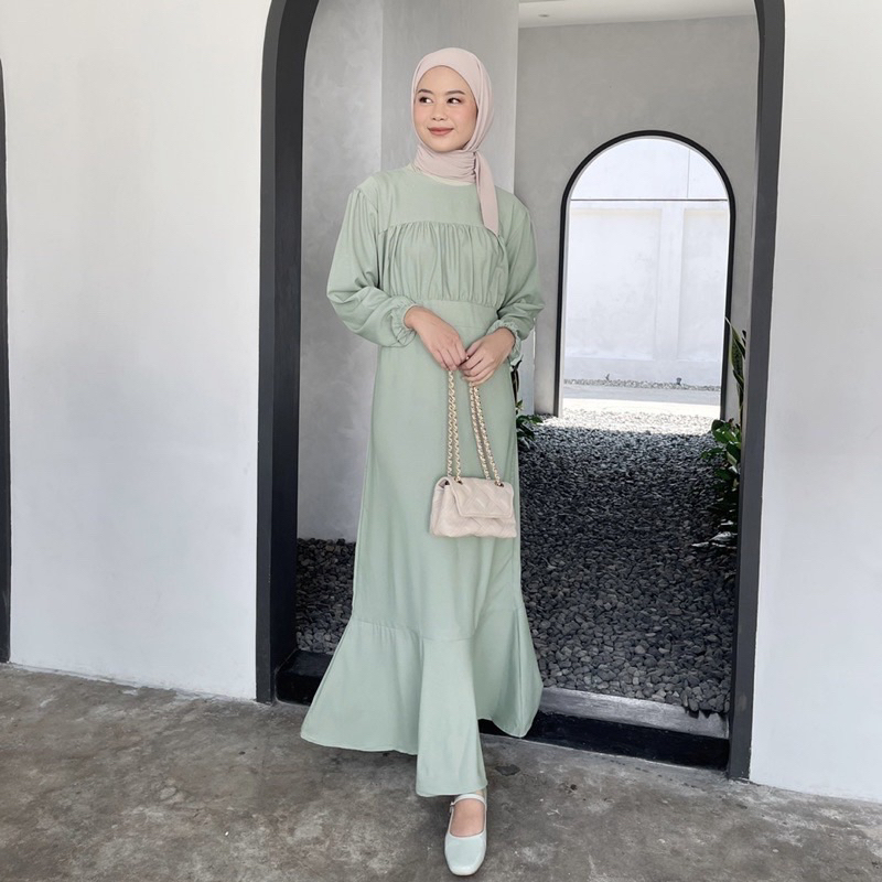 A(1) LALUNA GAMIS MUSLIM DRESS PREMIUM KOREA REMAJA MODEL FASHION MUSLIM TERBARU KEKINIAN