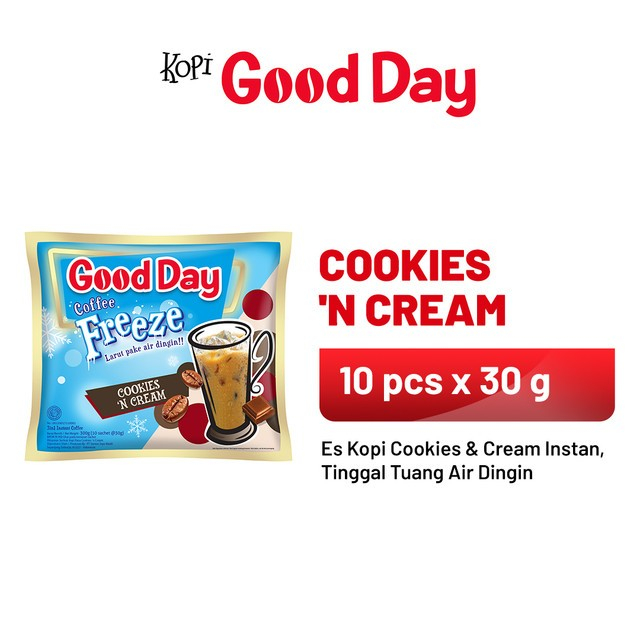 

Goodday Coffee Freeze Cookies N Cream Good Day Kopi sachet 10x30gr