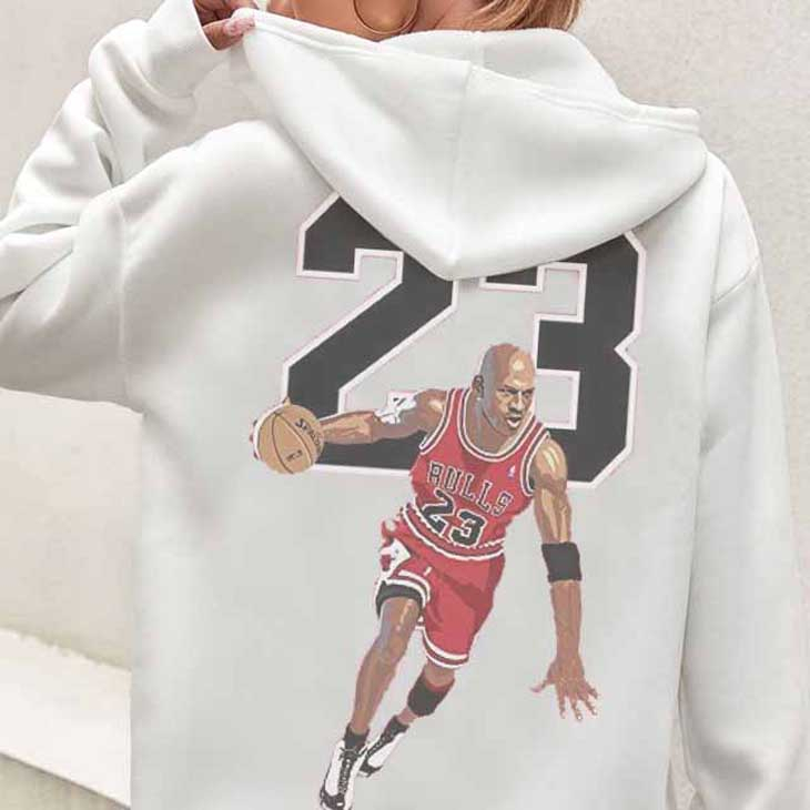 Jaket Hoodie 23 Michael Jordan Hoodie White Casual Unisex Bahan Katun