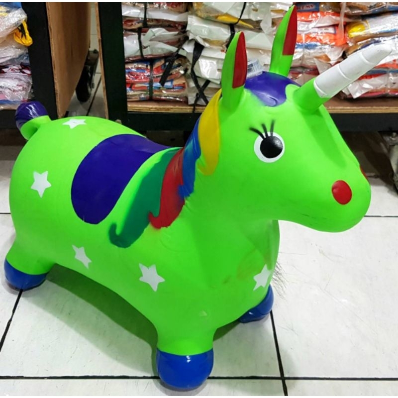 UNICORN JUMPING KUDA KUDAAN KARET JUMPING ANIMAL MAINAN ANAK GENJOT HEWAN KUDA unicorn
