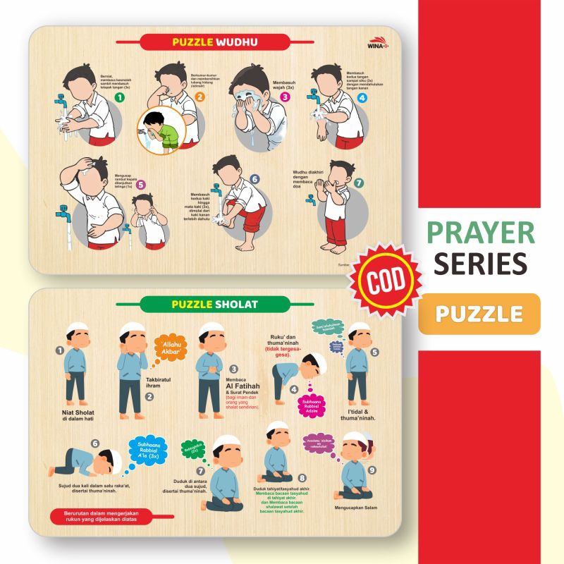 Puzzle Wudhu & Sholat – Mainan Edukasi Anak Muslim Prayer Series (Murah)