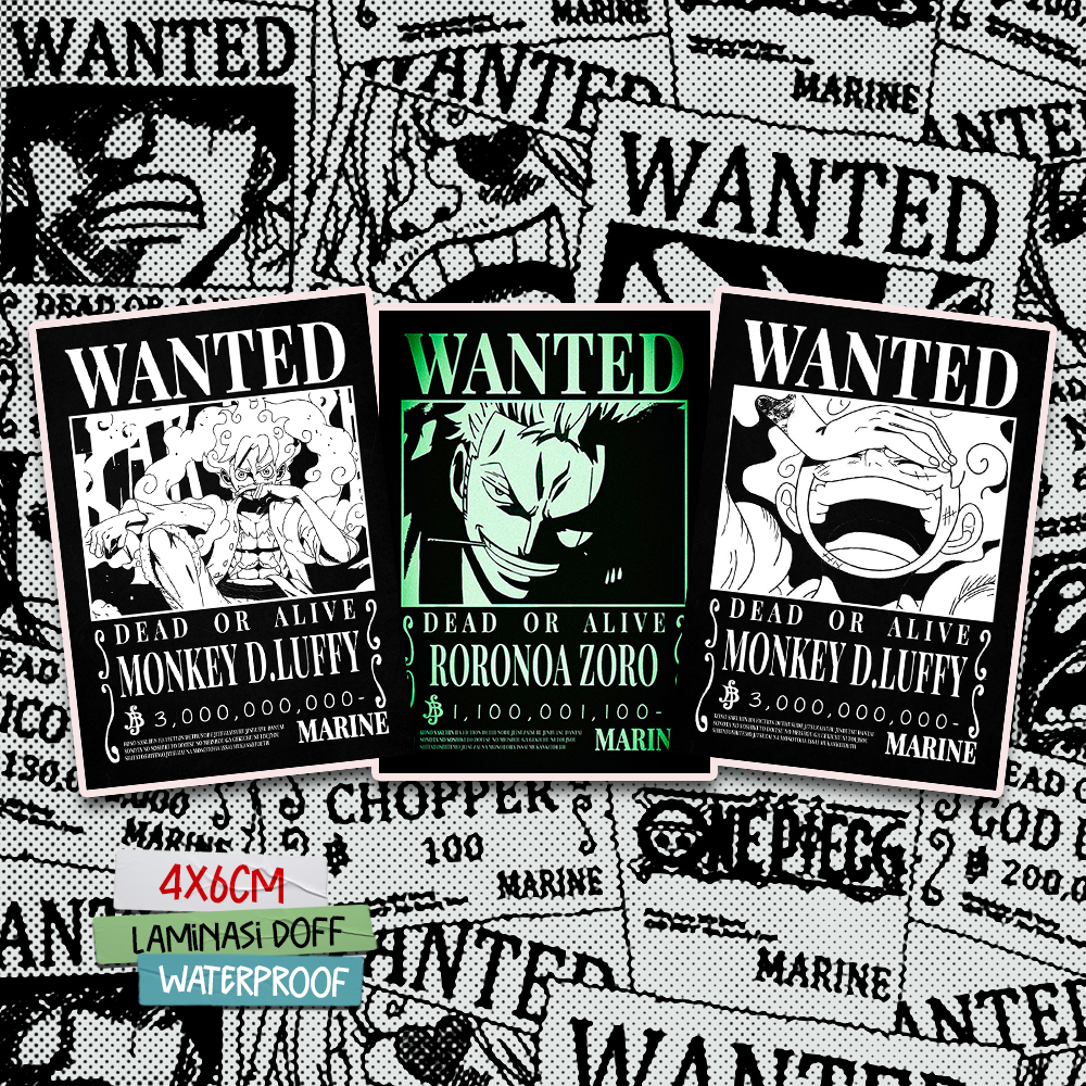 

Sticker One Piece Luffy Zoro Wanted Black White