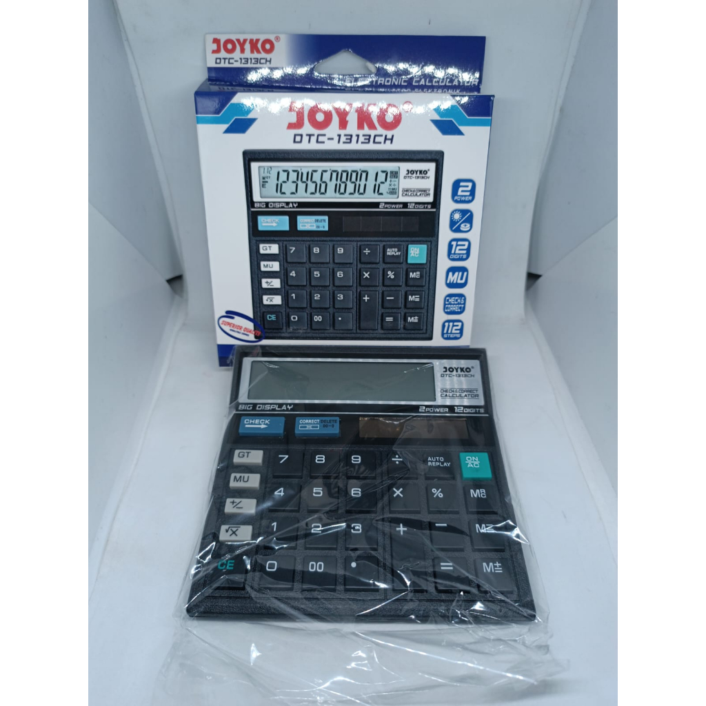 

KALKULATOR CALCULATOR MEDIUM SEDANG BATERAI SOLAR 12 ANGKA PLASTIK MEREK JOYKO OTC 1313 CH 1 PCS