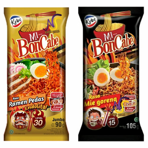 

MIE BONCABE Goreng I MIE BONCABE Ramen I Kemasan Mie BONCABE Mie Bon cabe Mie pedas Mie kobe mie viral