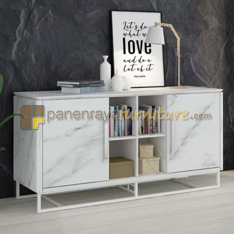 Credenza CR Marble 160 White Glossy Marmer 160x50x80