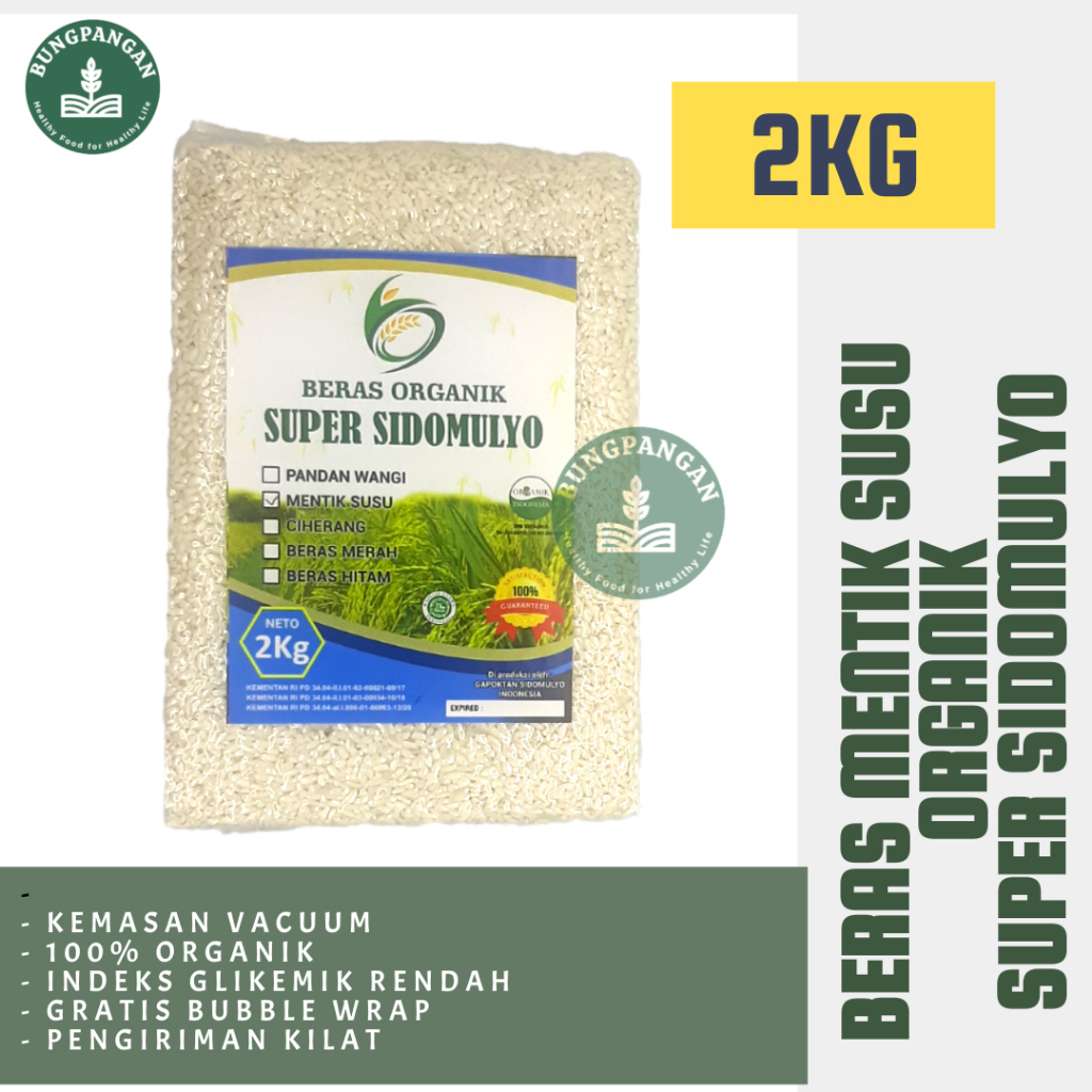 

2Kg Beras Mentik Susu Organik Premium Super Sidomulyo Bersertifikat