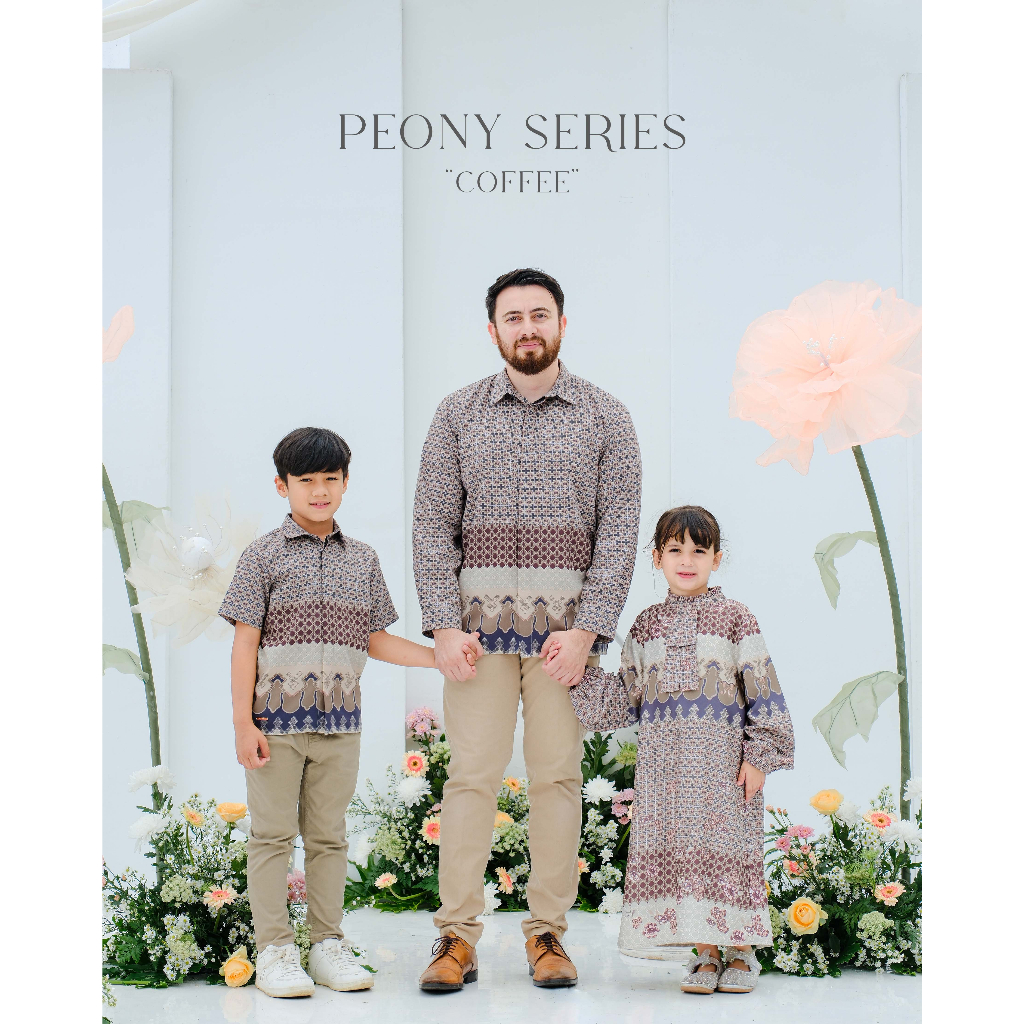 Mayoutfit Peony Set Series Coffee | Sarimbit Lebaran Baju Muslim Raya Keluarga-6