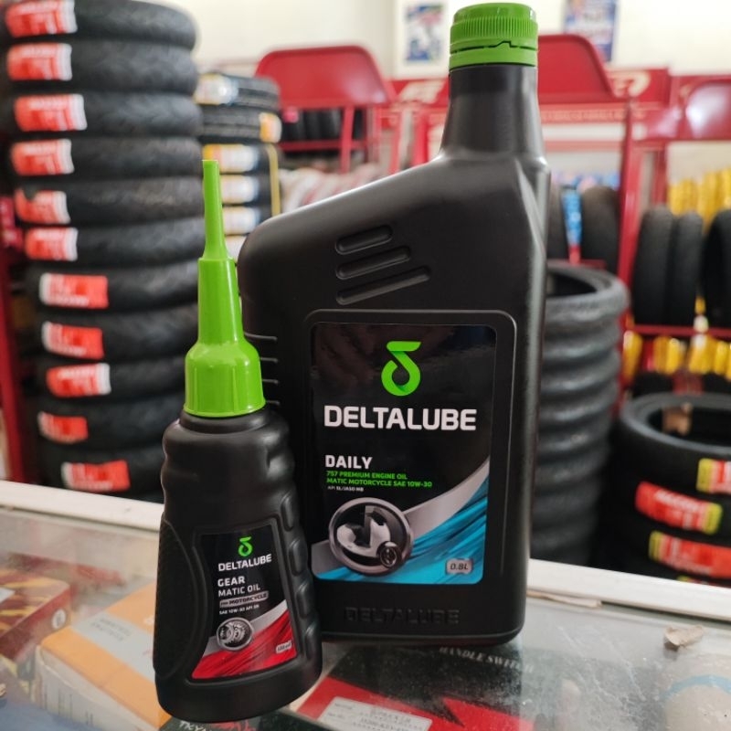 Paket Oli DELTALUBE MATIC 0,8 dan GARDAN DELTALUBE 120ml Premium Daily API SL 10W 30