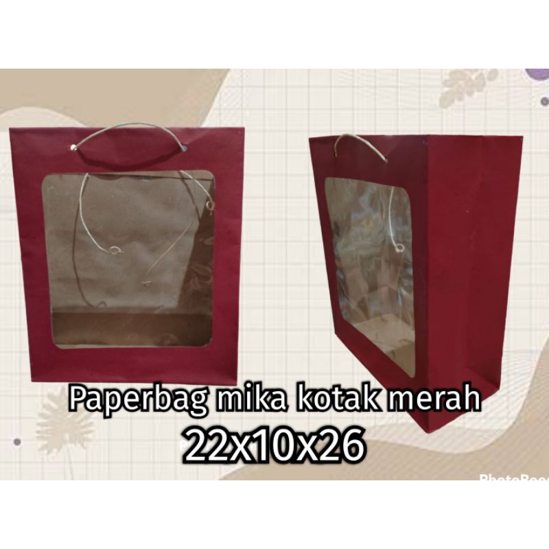 

Paper bag mika kotak merah 22x10x26