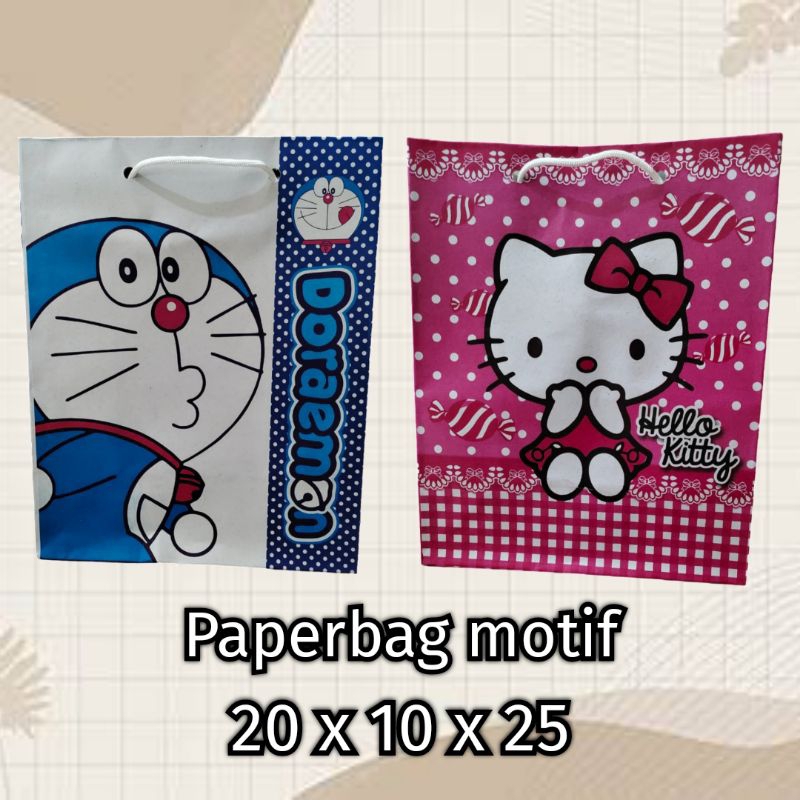 

12pcs Paperbag motif lucu Doraemon & Hello Kitty 20x10x25