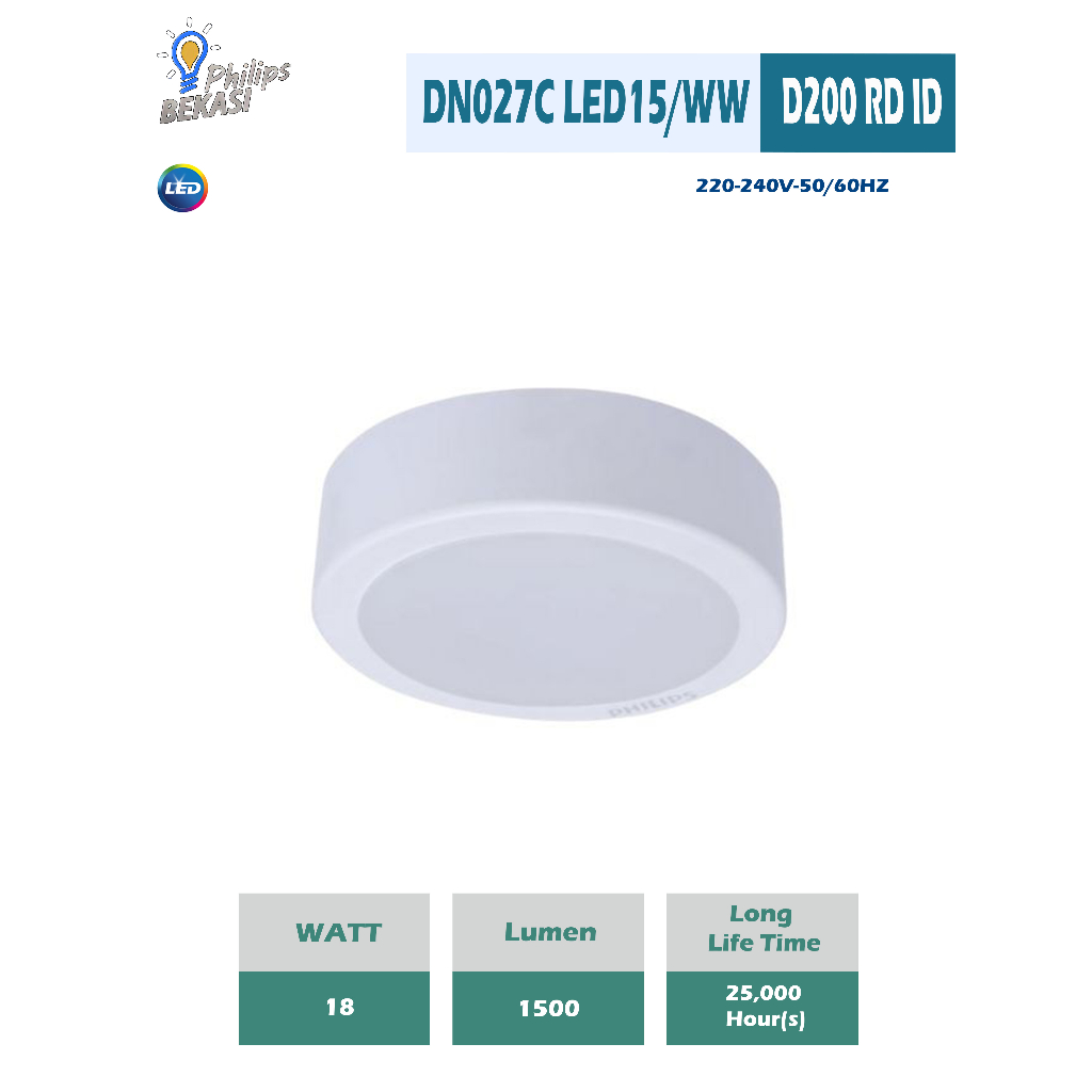 Philips Lampu Downlight Outbow LED 18W D200 DN027C ~KUNING