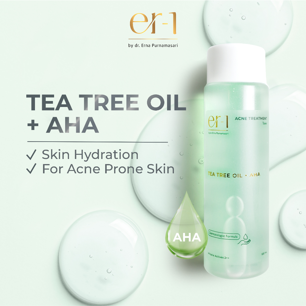 er-1 by dr. Erna Acne Treatment Toner with Tea Tree Oil + AHA - Exfoliate Cleanser pH Balancing Skin