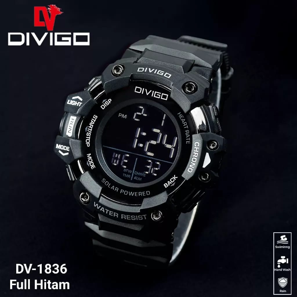 Jam tangan Pria Divigo Digital Sport 1836 Strap Rubber Original Tahan Air-1