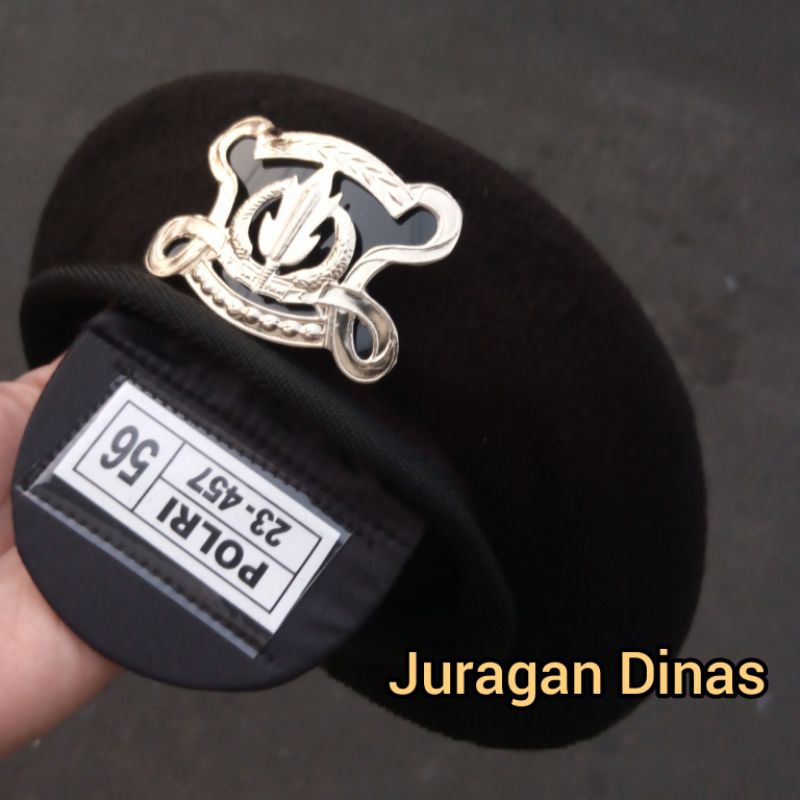 Emblem Topi Baret Satpam Coklat Tua Kehitaman Jatah POLRI