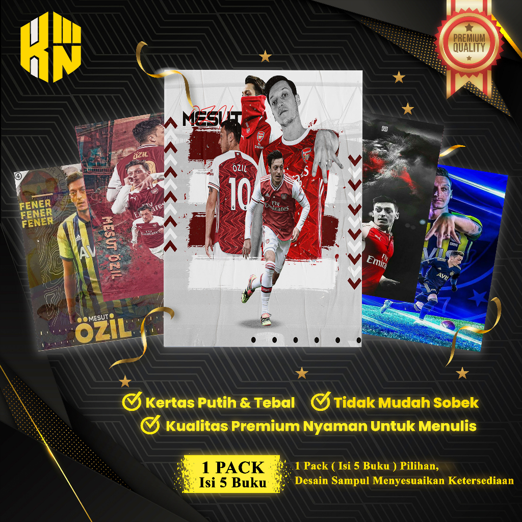 

KEN.IND - Buku Tulis Sekolah Custom Tema Sepak Bola MESUT OZIL Bergaris 38 Lembar 1 Pak Isi 5 Buku/ Buku Tulis Anime/ Buku Aesthetic/ Buku Catatan