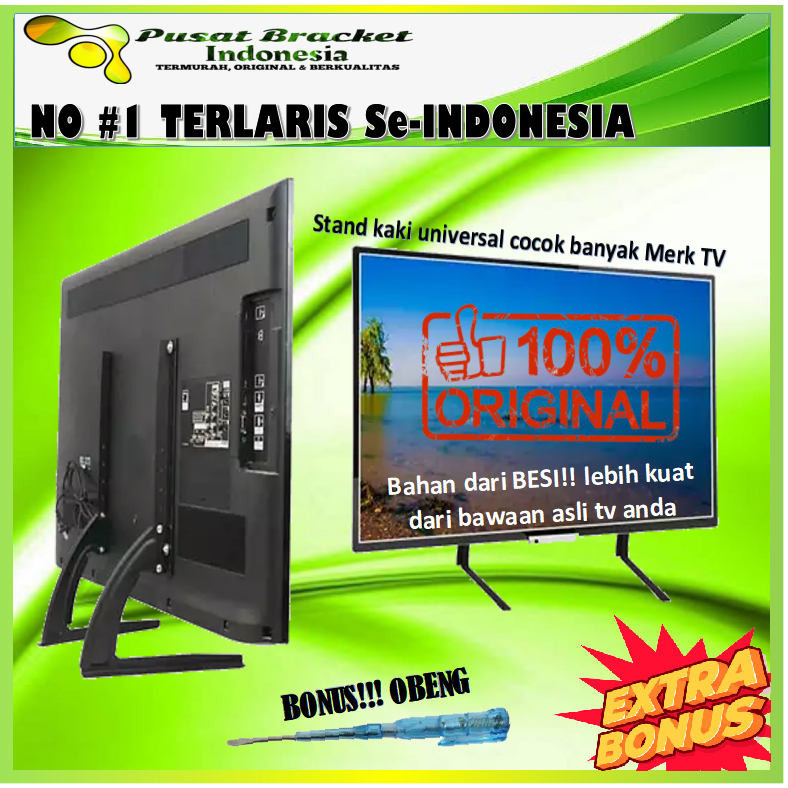 GARANS COCOKI Bracket TV Standing kaki 17" s/d 43" universal 100% BESI Pasti KOKOH [Bonus Obeng]