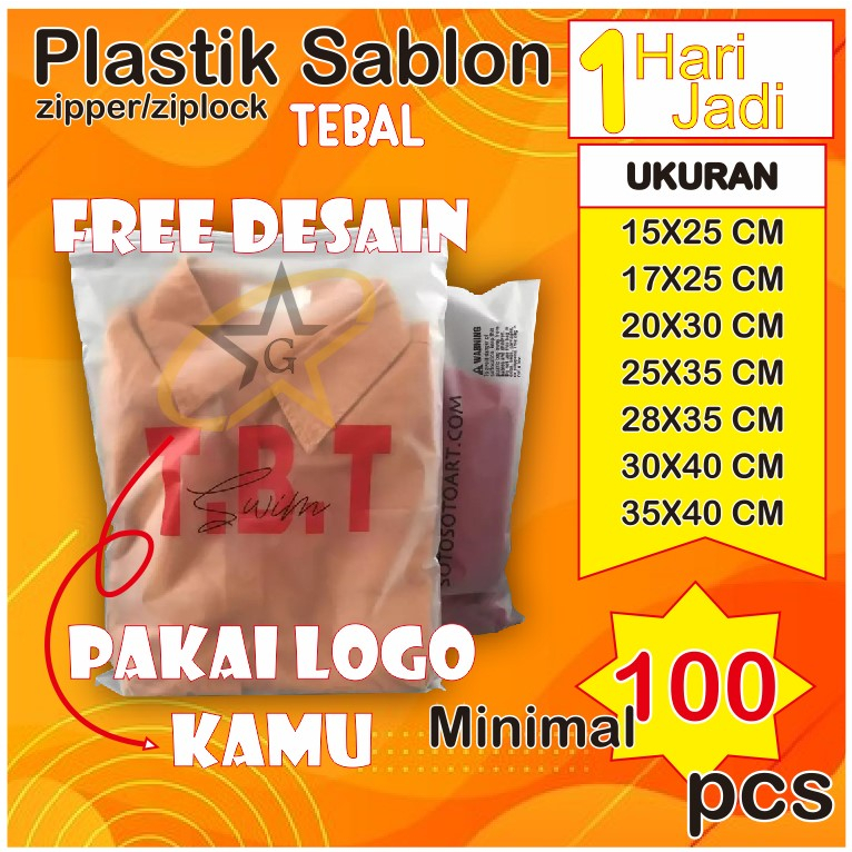 plastik sablon  zipper bag bebas logo atau tulisan / plastik hijab / plastik sablon / plastik custom