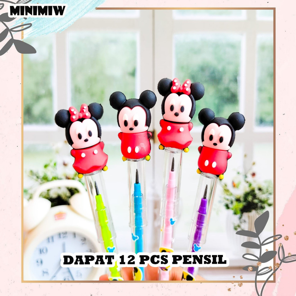

SELUSIN PENSIL SUSUN MICKEY MINNE MOUSE ISI 12 PCS PENCIL KARAKTER PELURU BENSIA REFILL ORIGINAL ALAT TULIS SEKOLAH KARAKTER UNIK LUCU MURAH COD