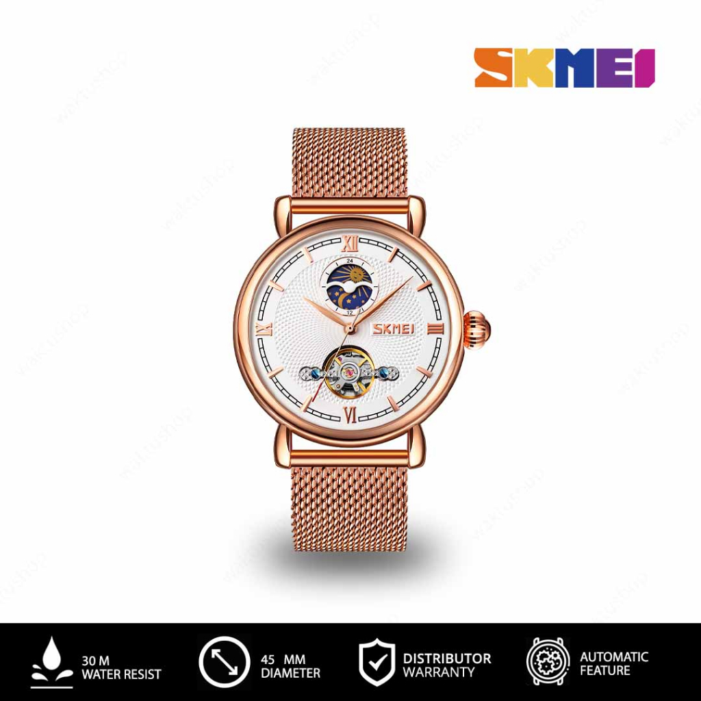 SKMEI 9220 Jam Tangan Pria Wanita Analog Automatic Jam Tangan Stainless Steel Tahan Air