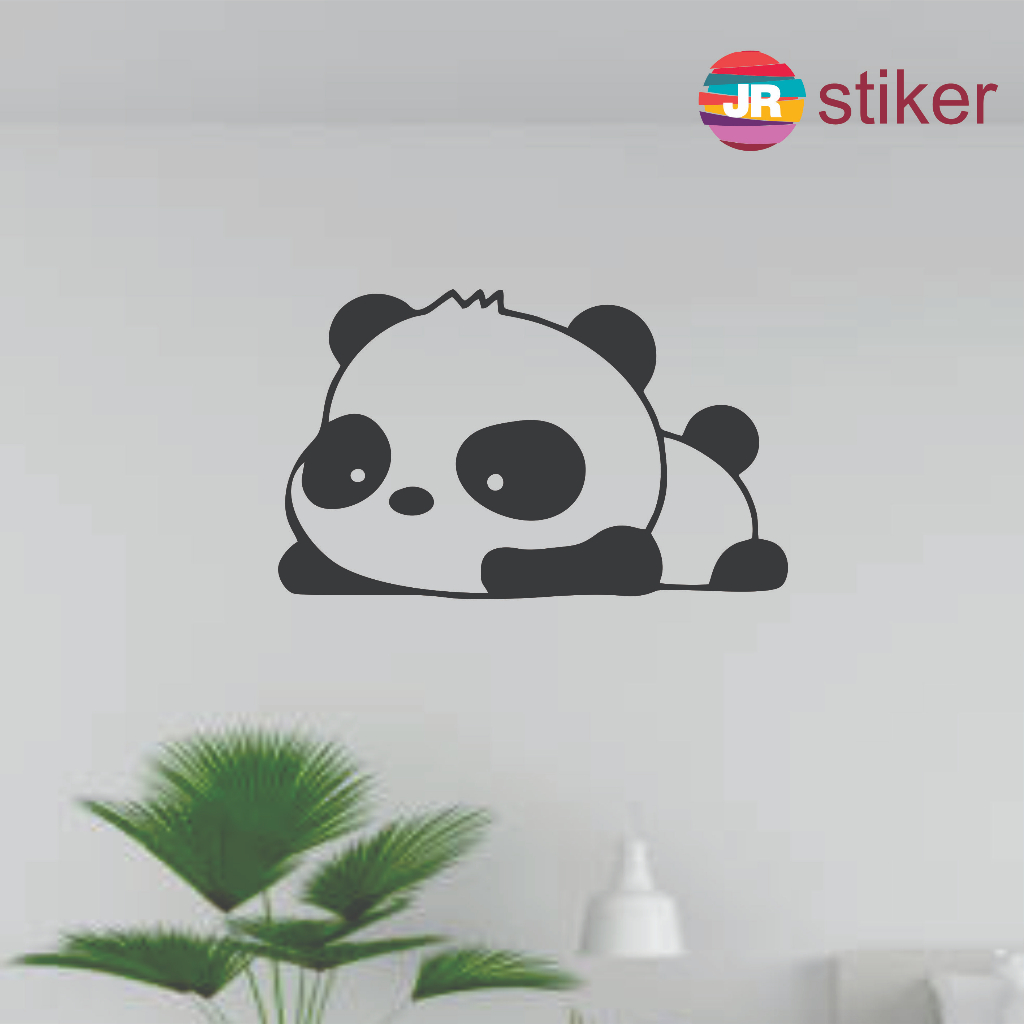 Wall stiker cutting panda cute untuk helm, motor, mobil, dinding, kaca (BISA CUSTOM UKURAN LEBIH BES